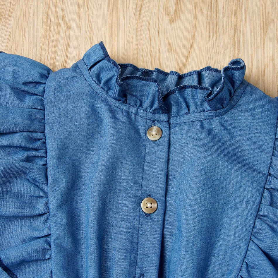 Baby Stylish Denim Ruffled Bodysuits